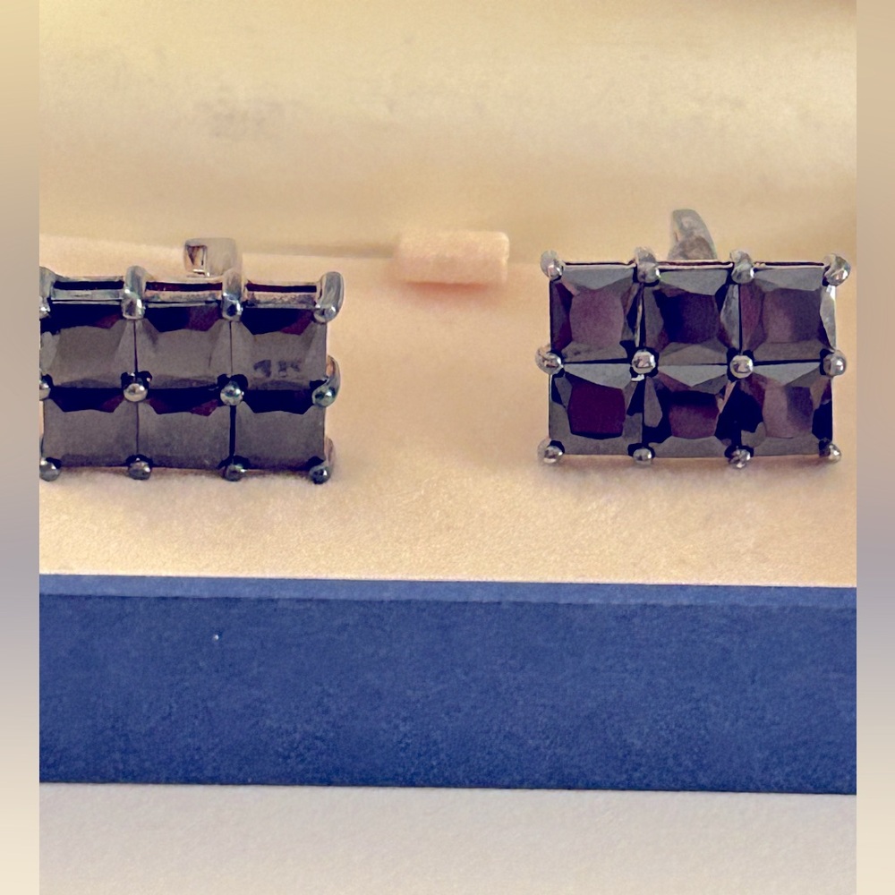 Vintage NWT Cufflinks Newbridge Silverware Made in Ireland Hematite facet stone